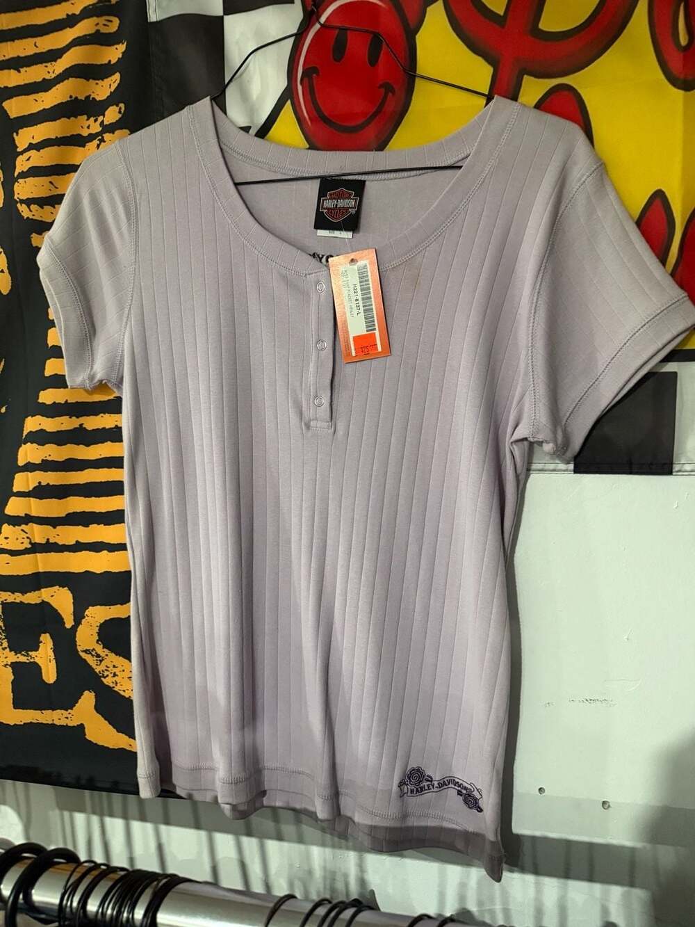 Harley-Davidson McCoy's Green Bay, WI Ribbed Short Sleeve Snap Placket Henley